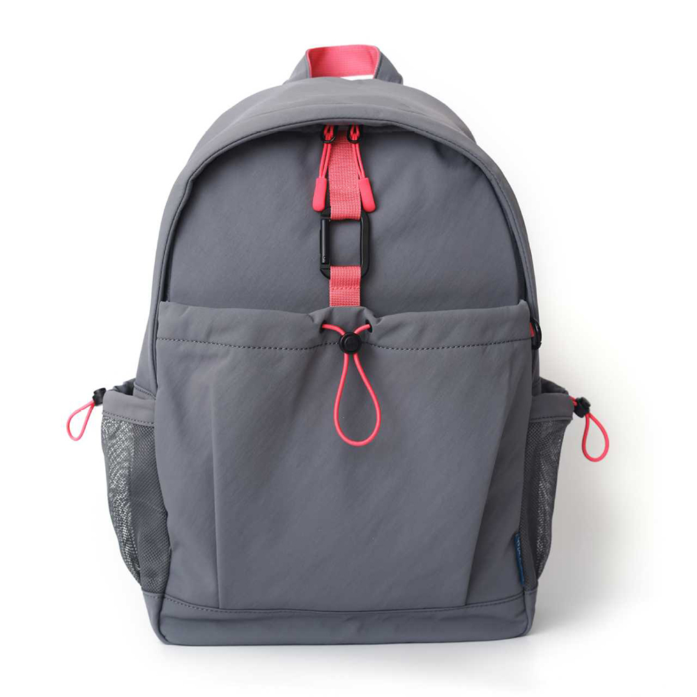 Lightweight Gray-Pink Color-Blocking Casual Style School Bag