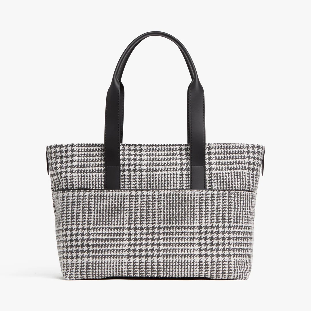 Work Tote Bag Houndstooth Canvas with Laptop Sleeve & Trolley Pocket for Women Business Travel & Commute | Wholesale & OEM ODM Manufacturer