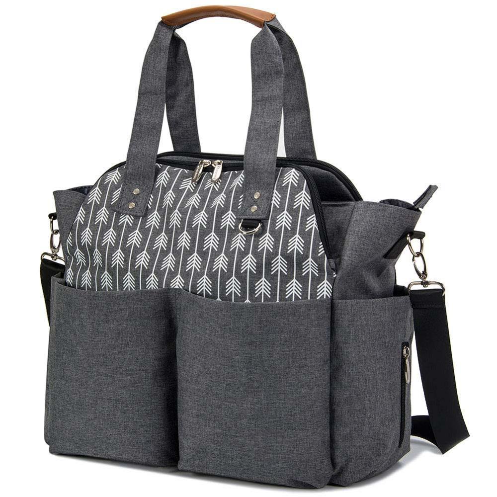 Diaper Bag Tote Satchel Diaper Messenger for Mom and Girls in Grey