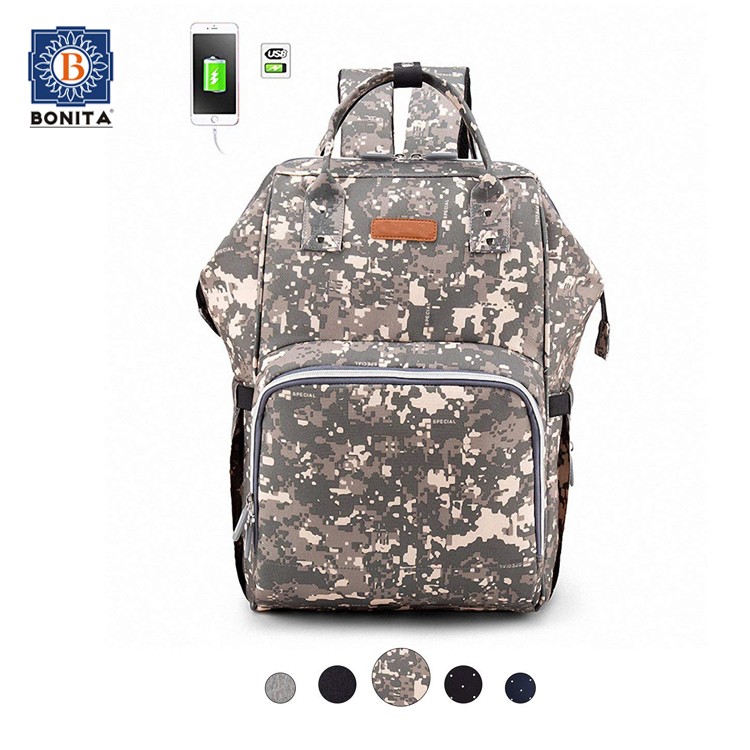 Camo Backpack Baby Nursing Bag Tactical Baby Diaper Backpack With Usb Charging Port