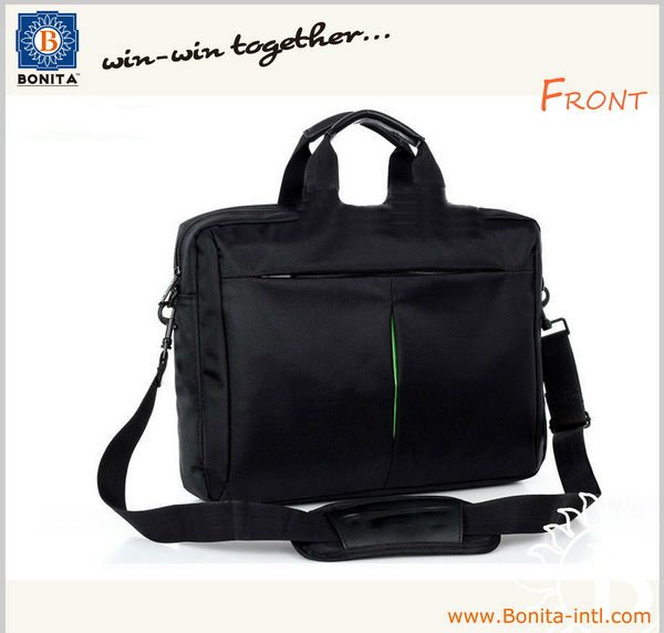 Newest 1680d/pvc black soft shoulder laptop messenger bag 15.6