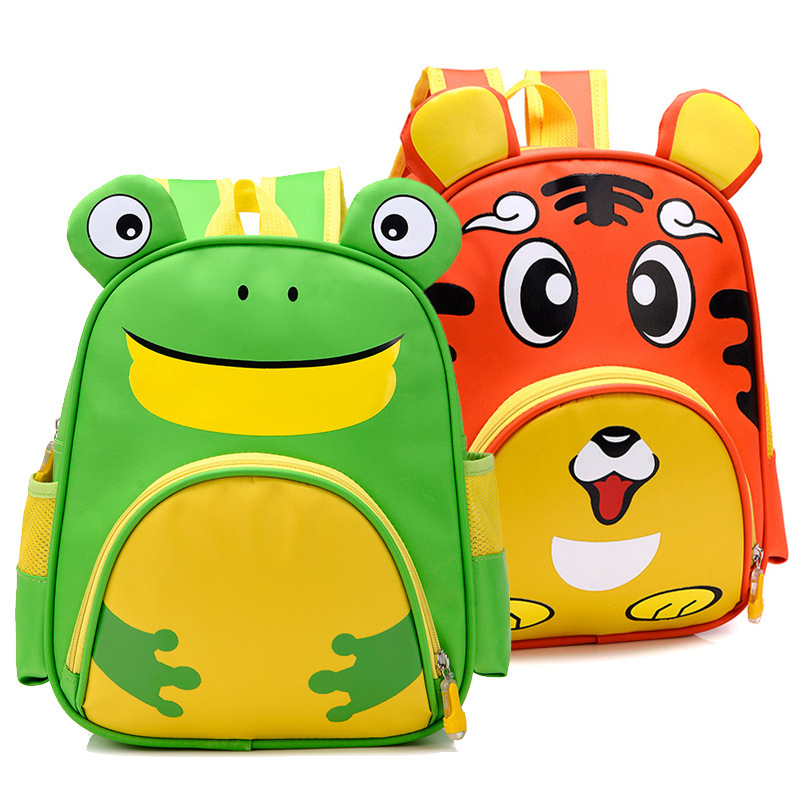 Creative design green frog or custom animal shape cute children backpacks wholesale