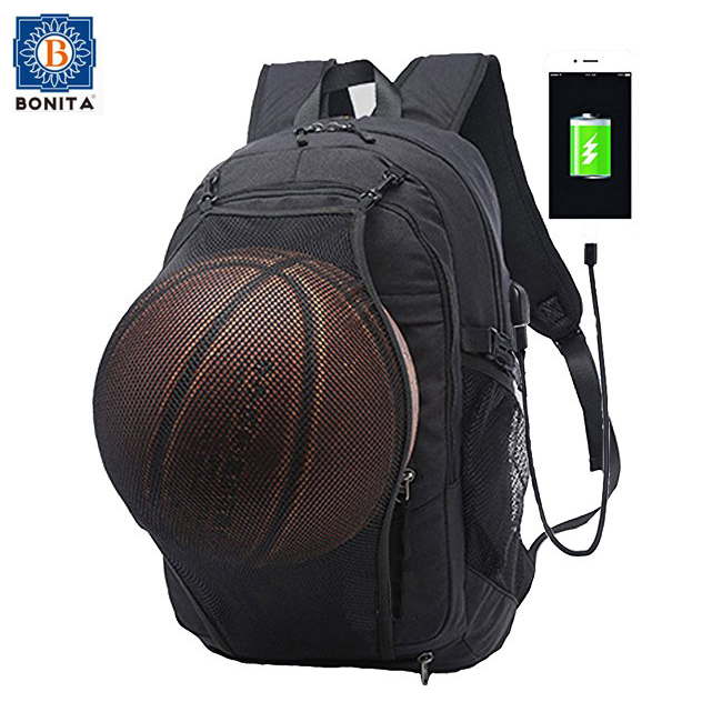 Business Laptop Backpack,Sports Travel Daypack, Computer Shoulder Bag with USB Charging Port, Basketball Mesh