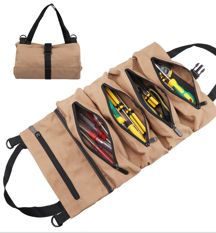 Tool bag pencil polyester first layer old retro vertical zip manual bag unisex