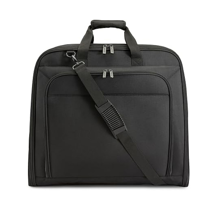 Travel Garment Bag with Shoulder Strap for Suits and Dresses