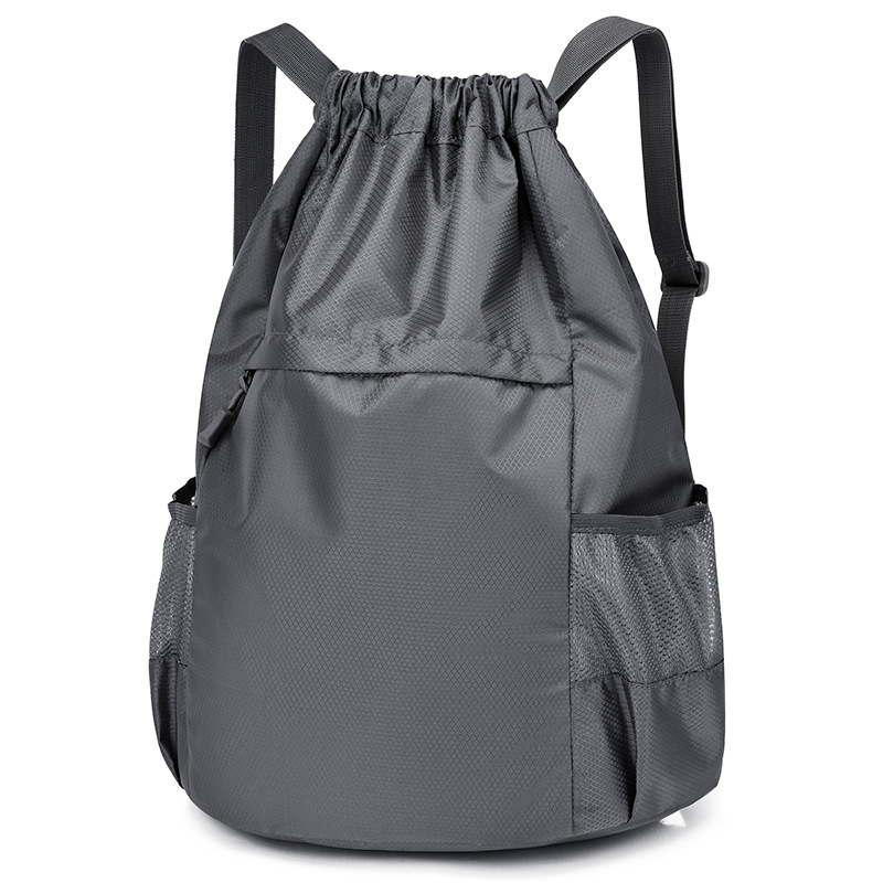 Waterproof Drawstring Bag, Lightweight String Backpack with Water Bottle Holder and Pockets 