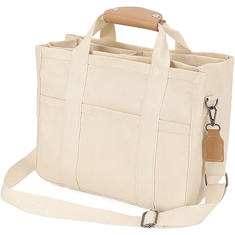 Messenger Bags for Work College Canvas Tote Bag with Compartments Pockets Stylish Lightweight