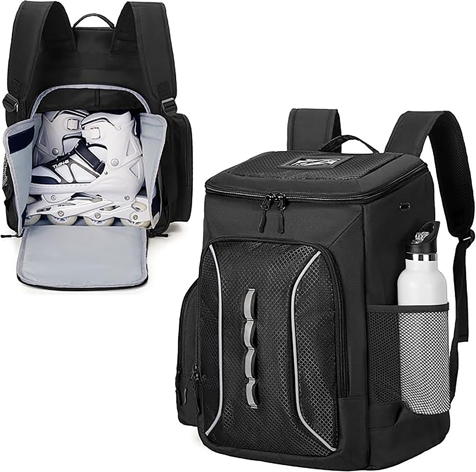 Skate Bag with Large Capacity, Ice Skate Bag with Multiple Pockets for Inline, Figure, Quad, Speed, Hockey Skating