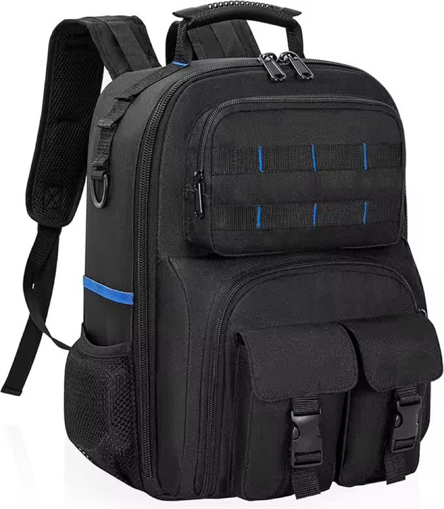 Tool Backpack Heavy Duty Tool Bag with Padded Shoulder and Removable Tool Organizer Water-Resistant Work Backpack 