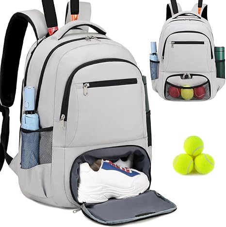 Tennis Backpack Tennis Bag for Women Men Tennis Bag Holds Two Rackets, Badminton Squash, Pickleball Paddles Balls