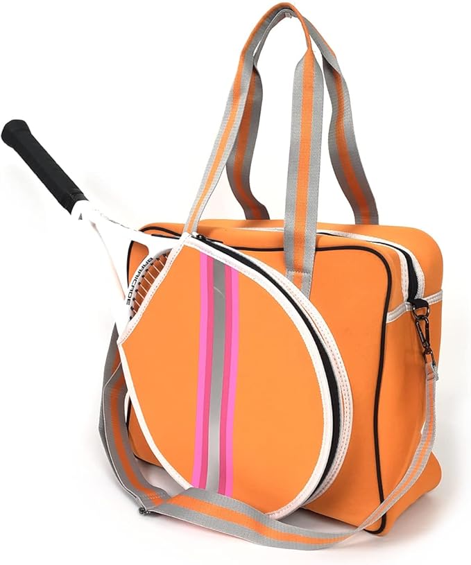 Tennis Tote Bag Tennis Racket Shoulder Bag  with Zipper Shoulder Strap for Badminton Racquet Sport Tote for Women Men