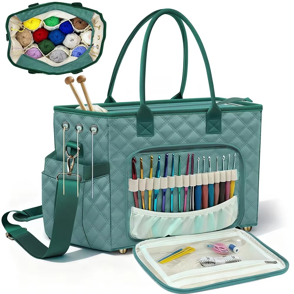 Quilted Yarn Storage Bag & Crochet Organizer Tote