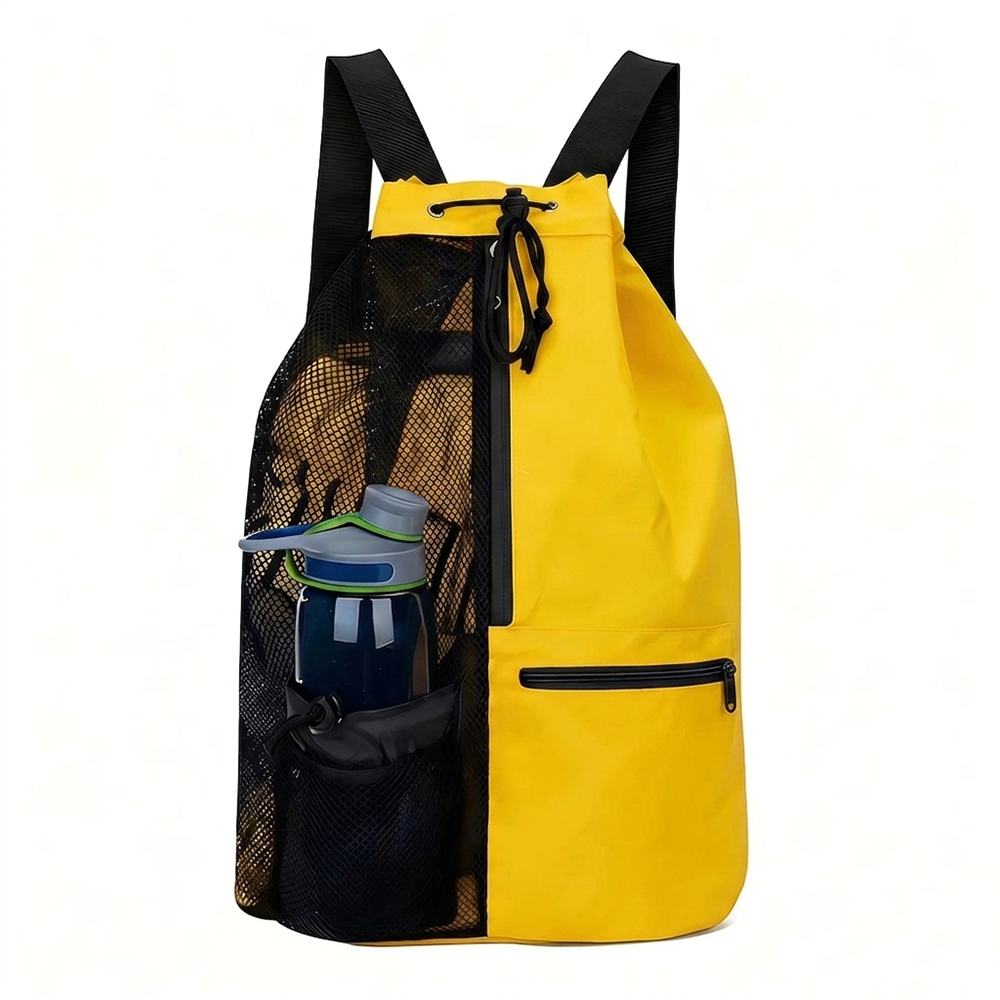 Dry Wet Separated Drawstring Mesh Swimming Backpack