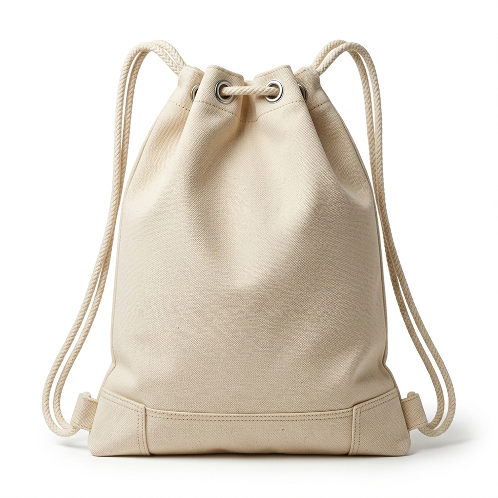 Drawstring Bag Heavyweight Cotton Canvas Multi-Purpose Backpack for Gym Travel Beach Promotional Wholesale B2B
