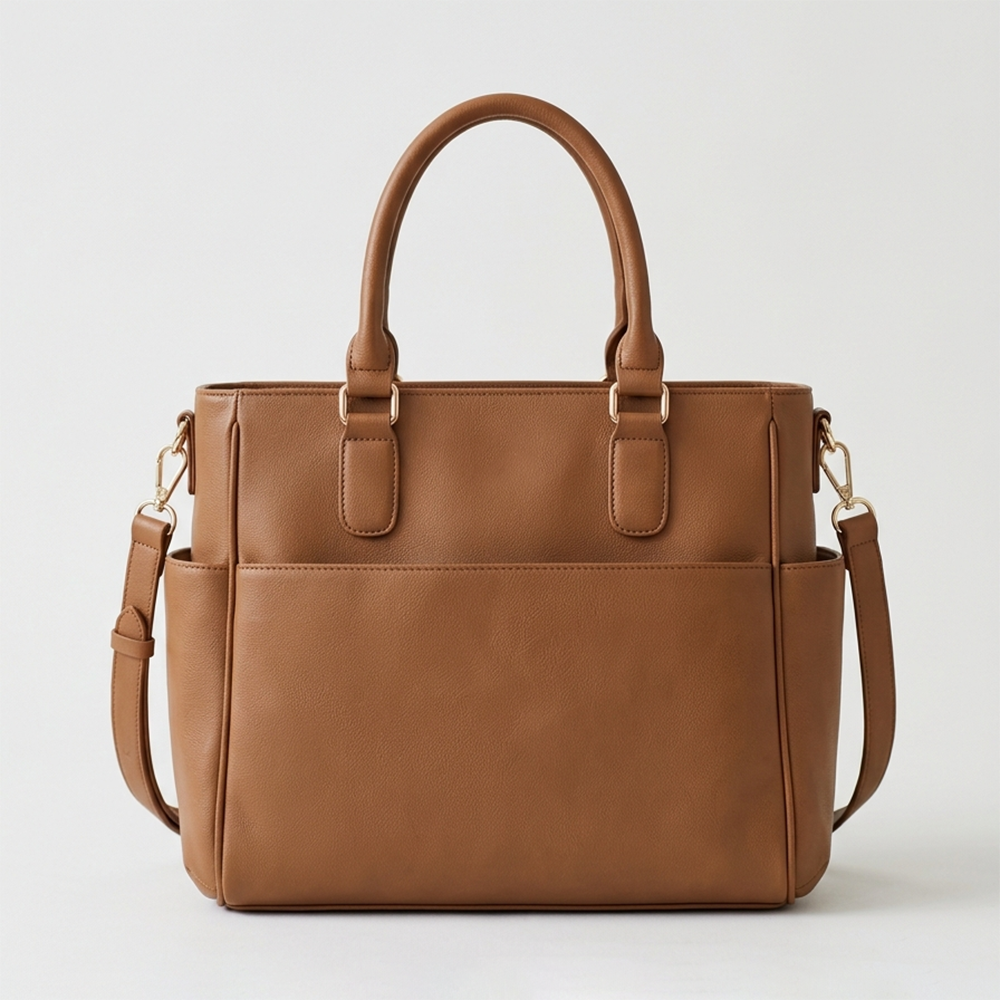 Premium Vegan Leather Multi-Functional Diaper Tote Bag / Backpack