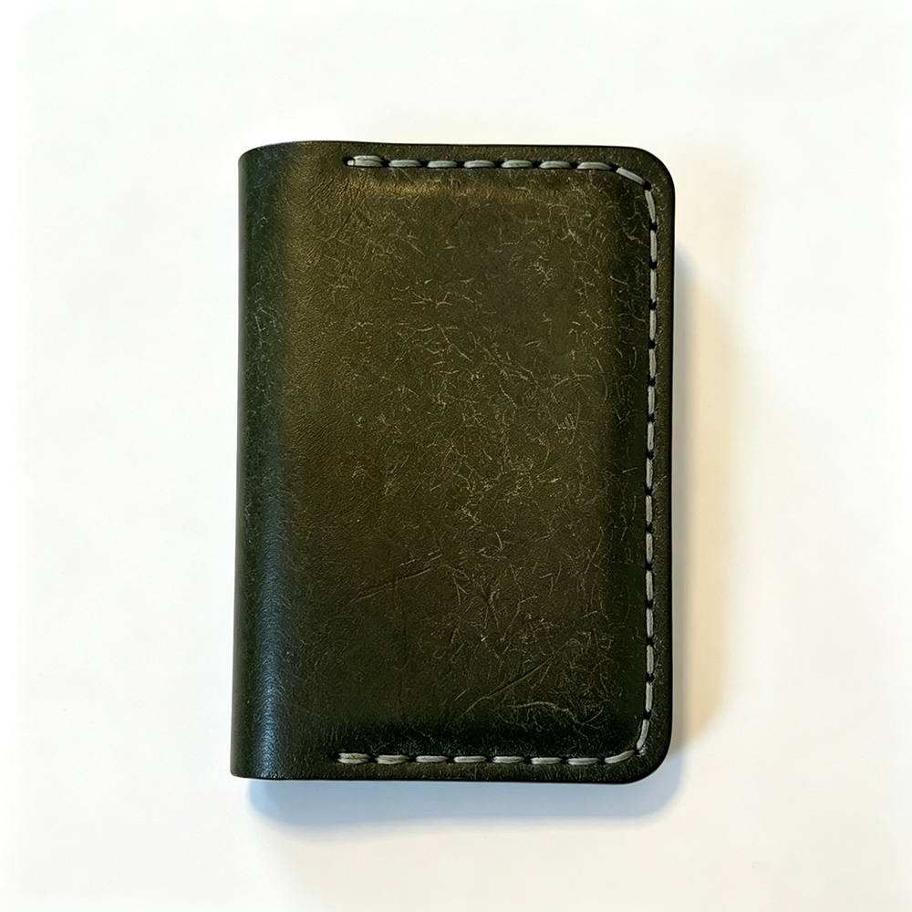 Card Holder Handmade Distressed Crazy Horse Leather Minimalist Bifold Wallet for Men Daily Essentials Workwear Style Wholesale B2B