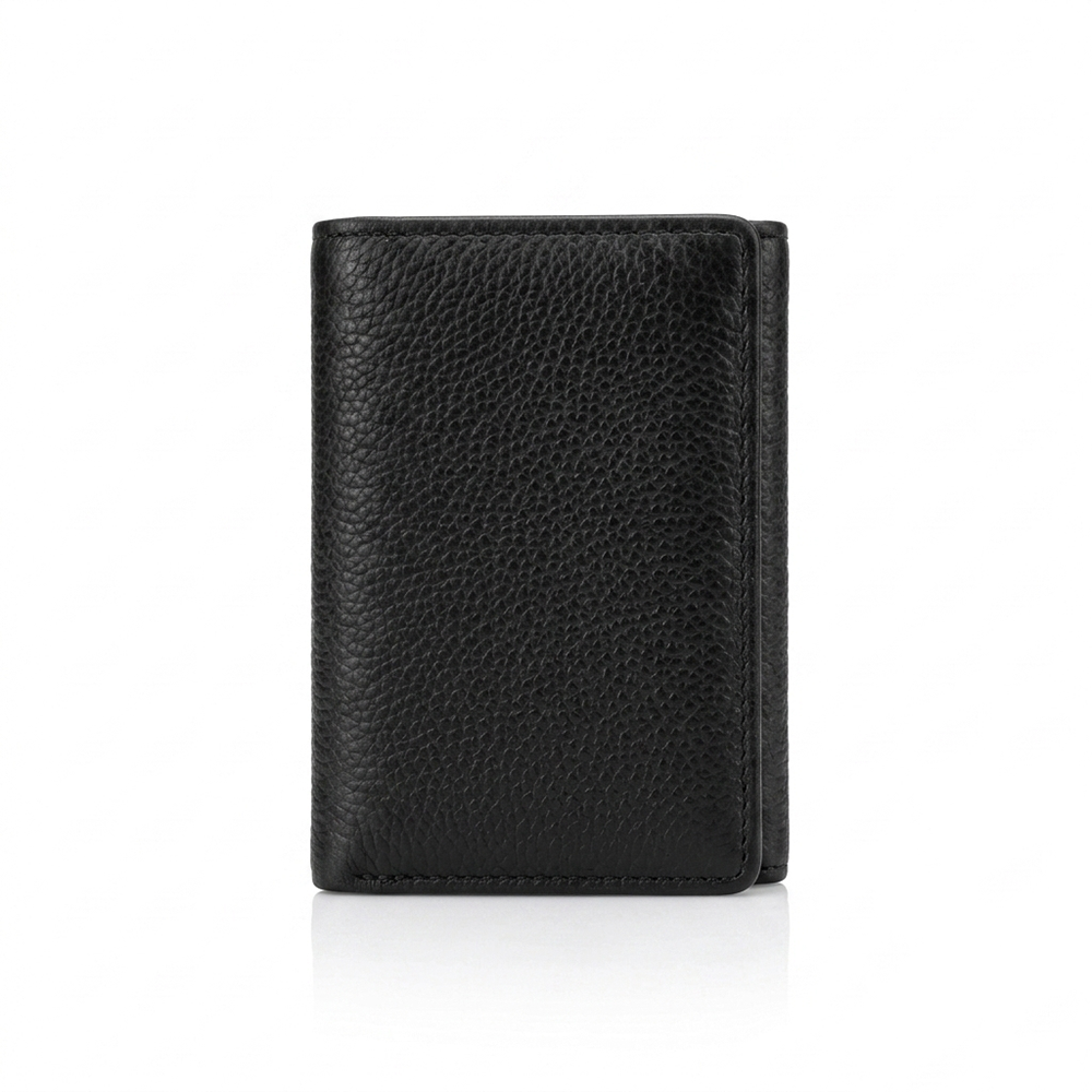 Wallet High Capacity Genuine Pebble Leather Trifold Multi Slot Pocket Purse with ID Window for Men Business Office Corporate Gifts Wholesale B2B