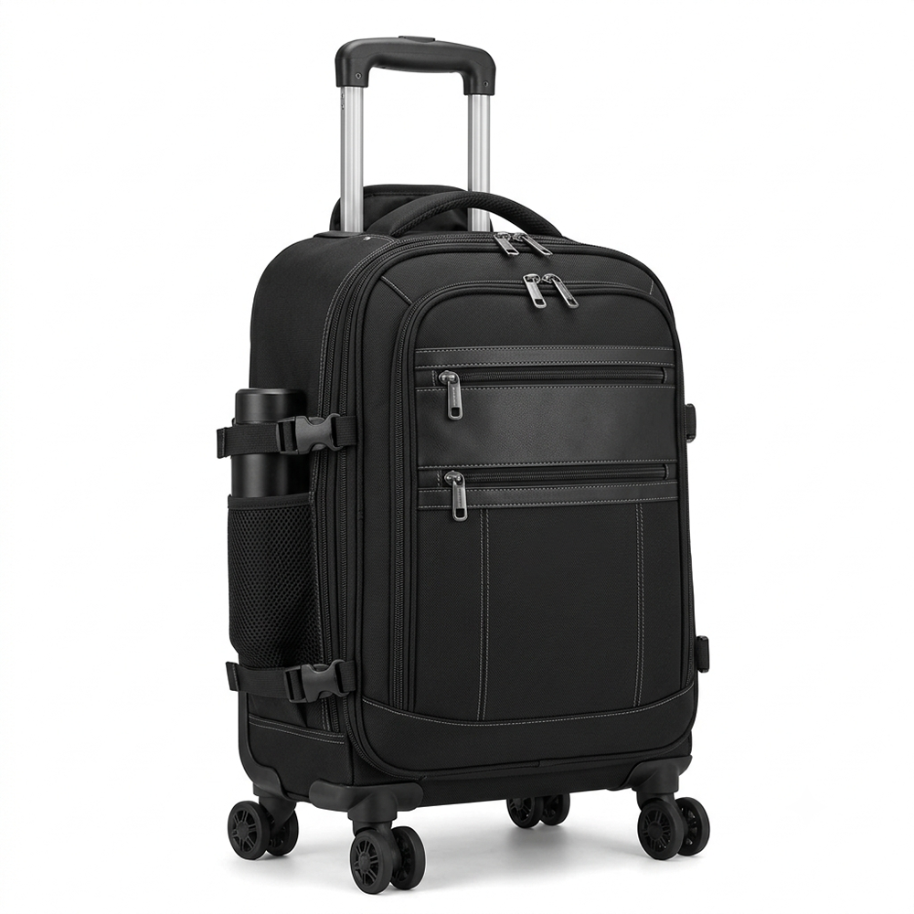 Convertible Backpack Trolley Bag Waterproof Ballistic Nylon Rolling Suitcase with Organized Front Tech Pocket for Business Executive Tech Brand Corporate Gifts Wholesale B2B