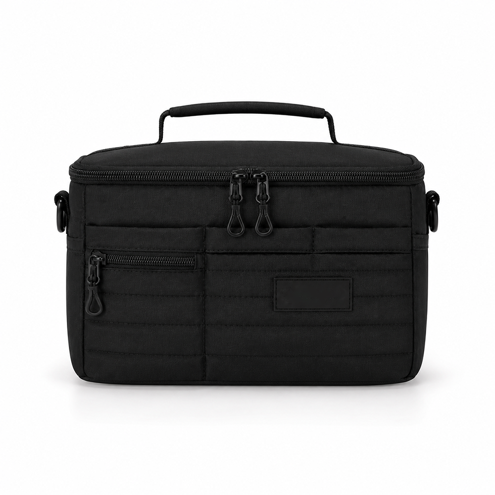 Modular Insulated Lunch Bag with Adjustable Divider Multi-Pocket Quilted Thermal Cooler Tote for Office Commuter Work Travel Private Label Wholesale B2B