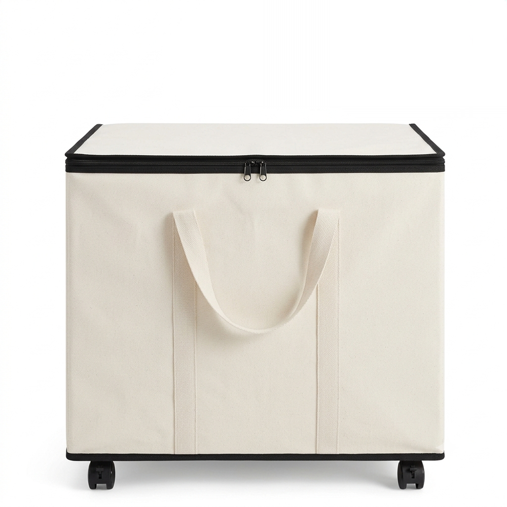 Canvas Rolling Storage Bag Large Clothes Organizer Bin with Wheels and Handles for Closet Bedroom Dorm Underbed Space Saving Wholesale B2B