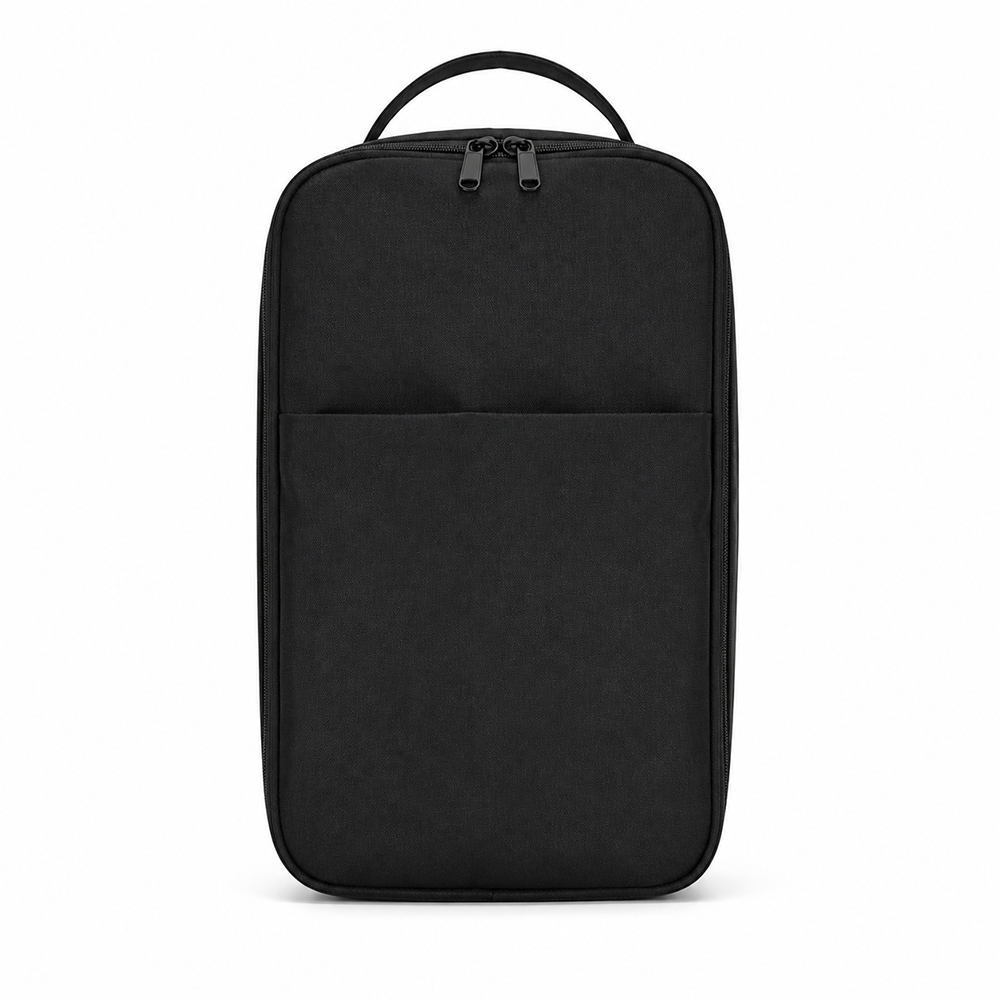 Travel Shoe Bag Minimalist All Black Waterproof Oxford Shoe Organizer Pouch with Internal Zipper Mesh Pocket for Business Men Luggage Packing Wholesale B2B