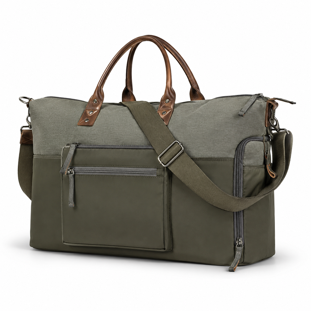 Sports Travel Duffle Bag Vintage Canvas with Leather Trim Weekender Holdall for Men Executive Gym Outdoor Wholesale B2B