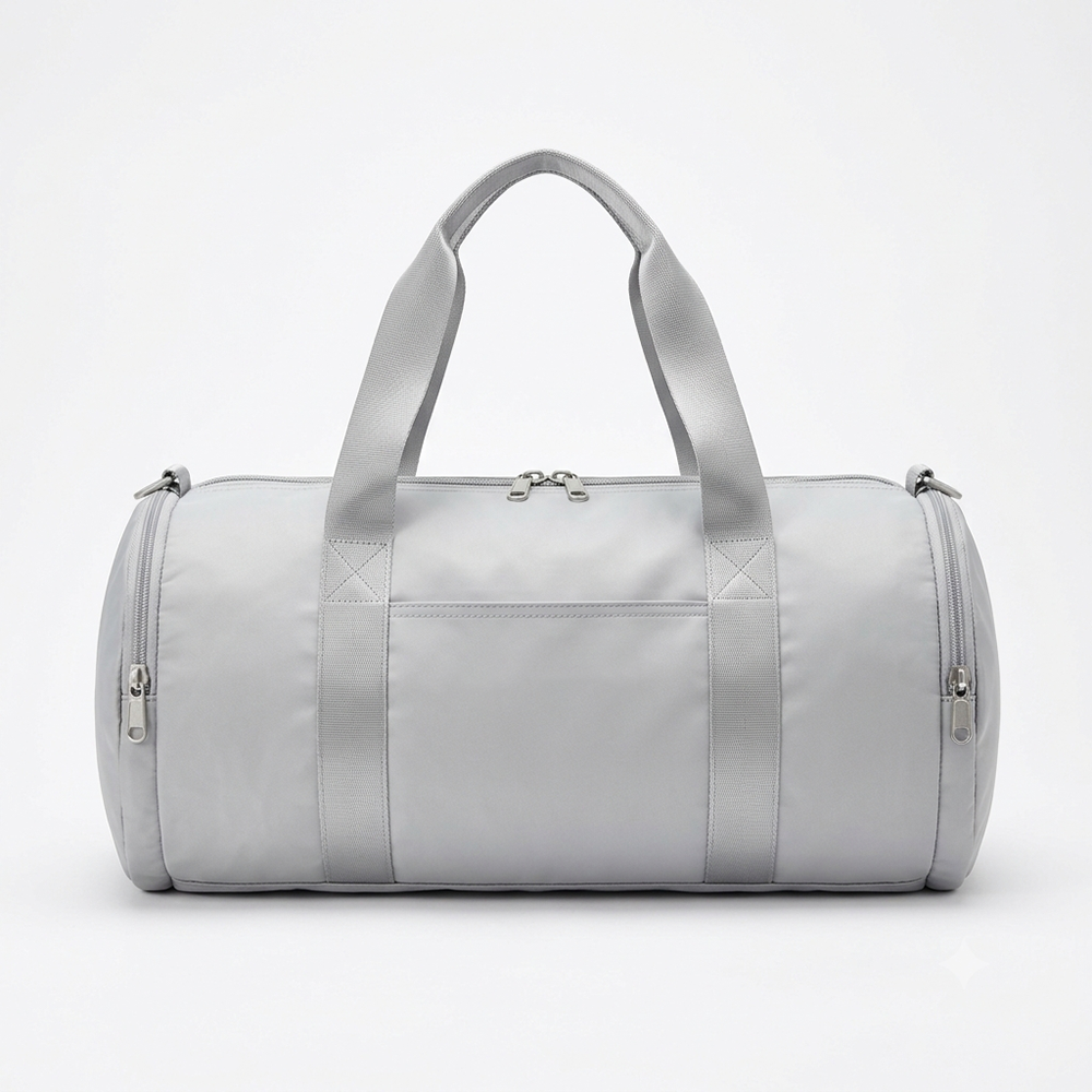 Sports Gym Duffle Bag Minimalist Light Grey Waterproof Nylon Workout Holdall with Side Pockets for Men Women Fitness Travel Wholesale B2B