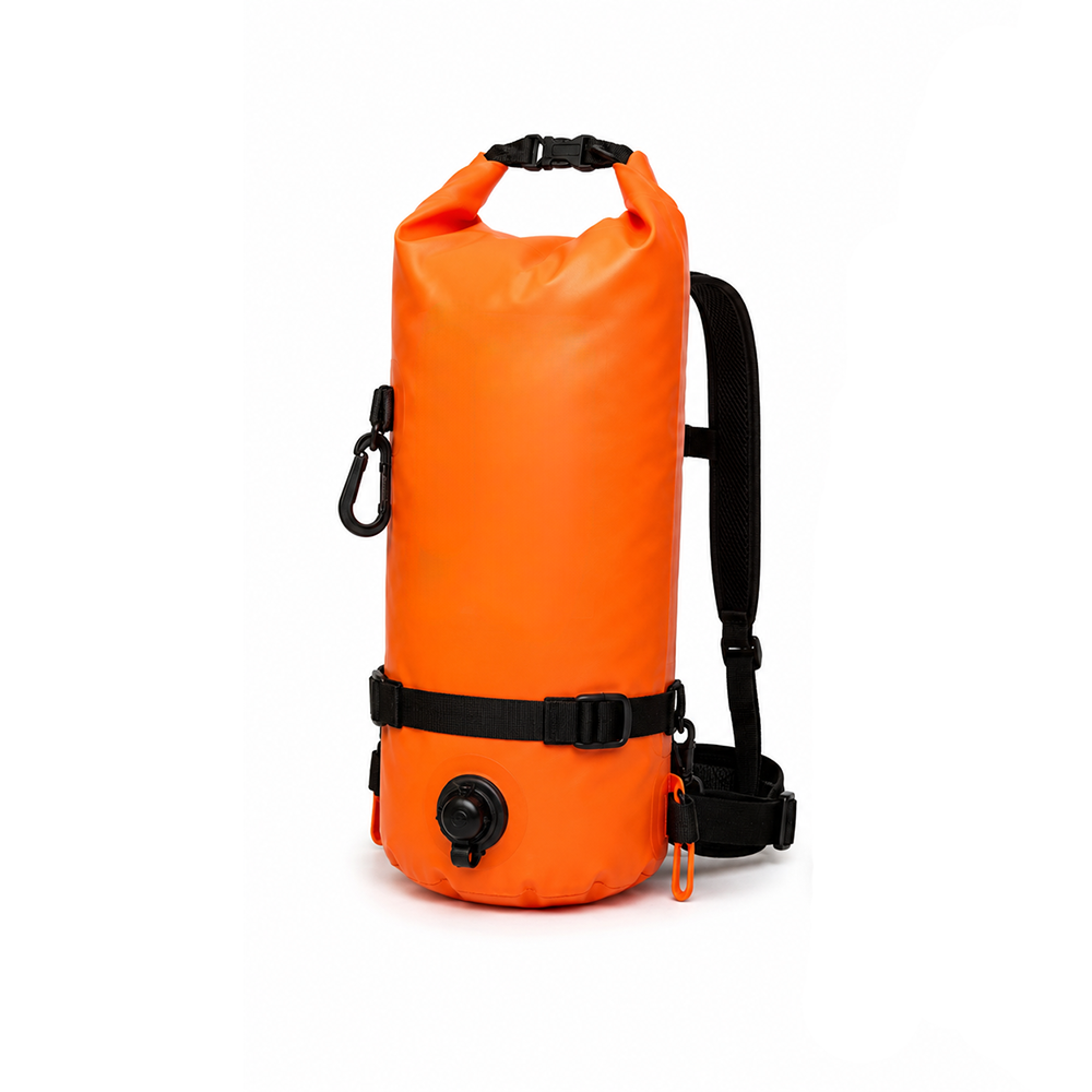 Swimming Bag High-Visibility Waterproof PVC Roll-Top Swim Buoy Backpack with Air Valve for Open Water Swimmers Wholesale B2B