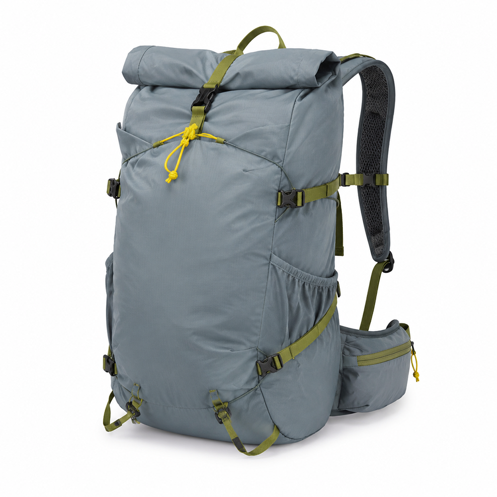 Ultralight Roll-Top Hiking Backpack Water-Resistant Ripstop Nylon Trekking Rucksack with Padded Hip Belt for Outdoor Hikers Wholesale B2B