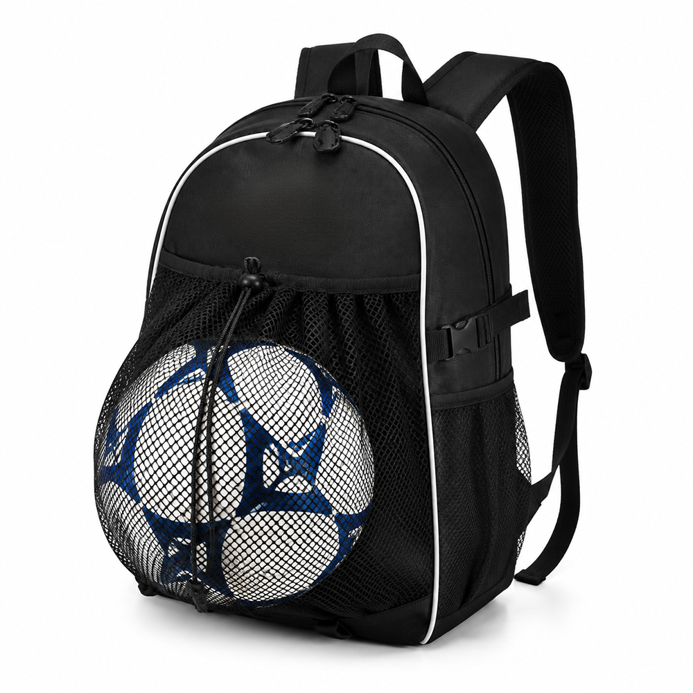 Soccer Backpack Waterproof Polyester Sports Bag with Front Mesh Ball Holder & Chest Waist Straps for Youth Adults Wholesale B2B