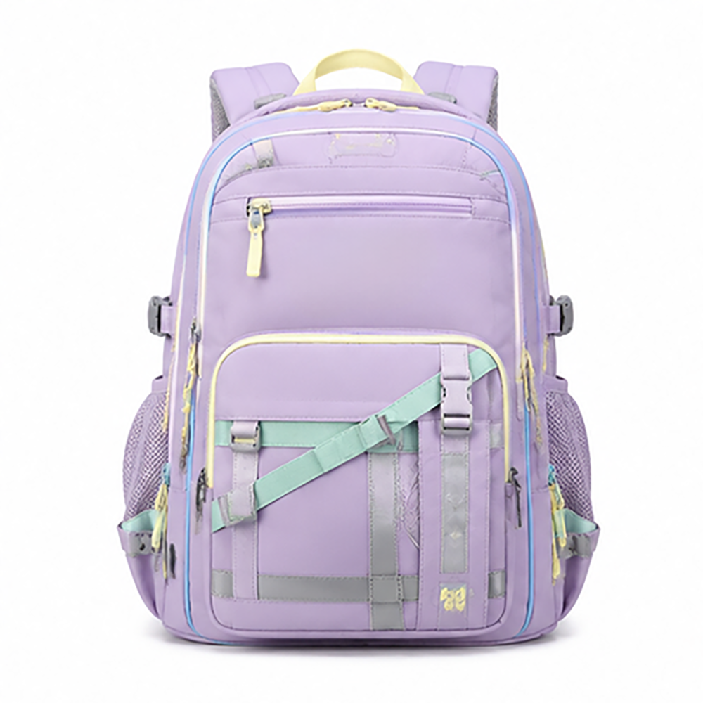 School Backpack Aesthetic Purple Waterproof Nylon Bookbag with Shoe Compartment for Girls Students School Wholesale B2B