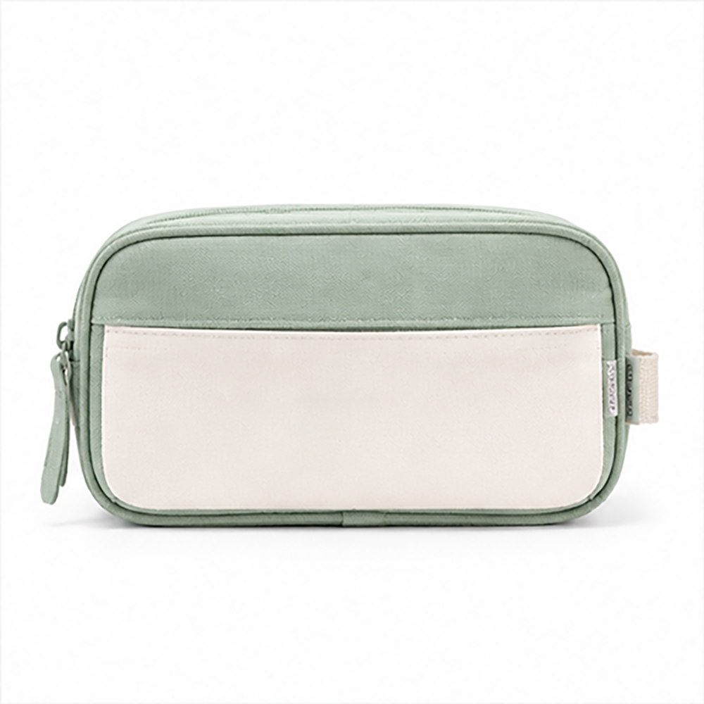 Pencil Case Canvas Aesthetic Two-Tone Double Compartment Pouch for Students School Office Wholesale B2B