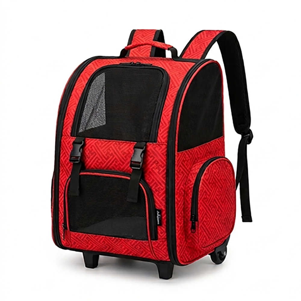 Pet Carrier Backpack with Wheels Rolling Oxford Trolley Bag with Safety Tether for Cats Small Dogs Travel B2B Wholesale