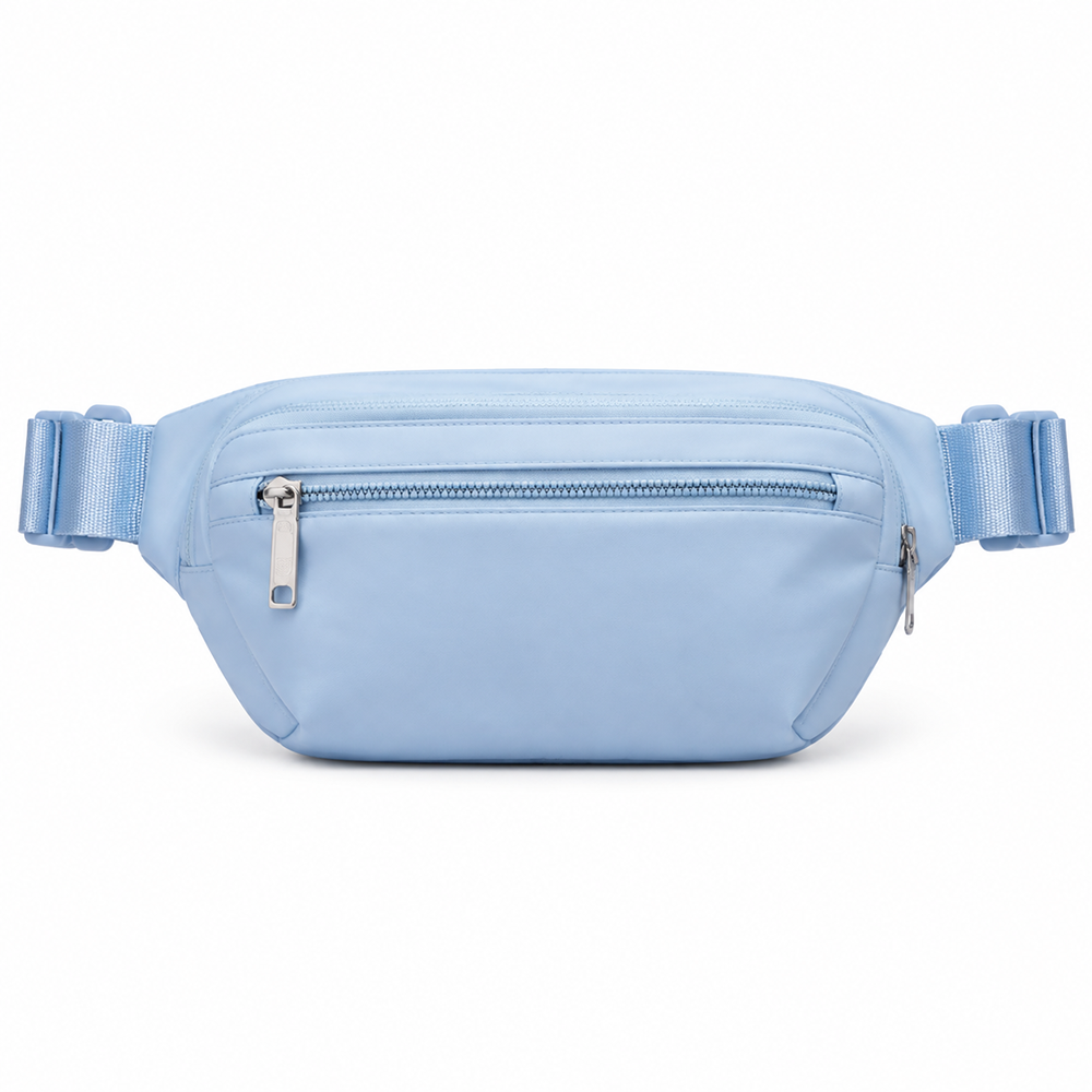 Fanny Pack Light Blue Water Resistant Nylon Waist Belt Bag for Urban Commute B2B Wholesale