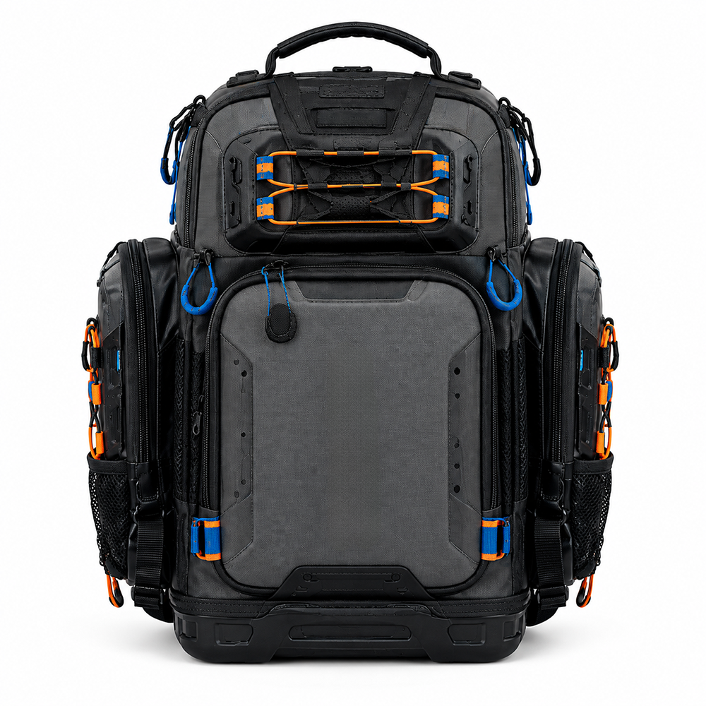Fishing Backpack Heavy Duty Molded Base Waterproof Nylon Tackle Bag for Anglers B2B Wholesale