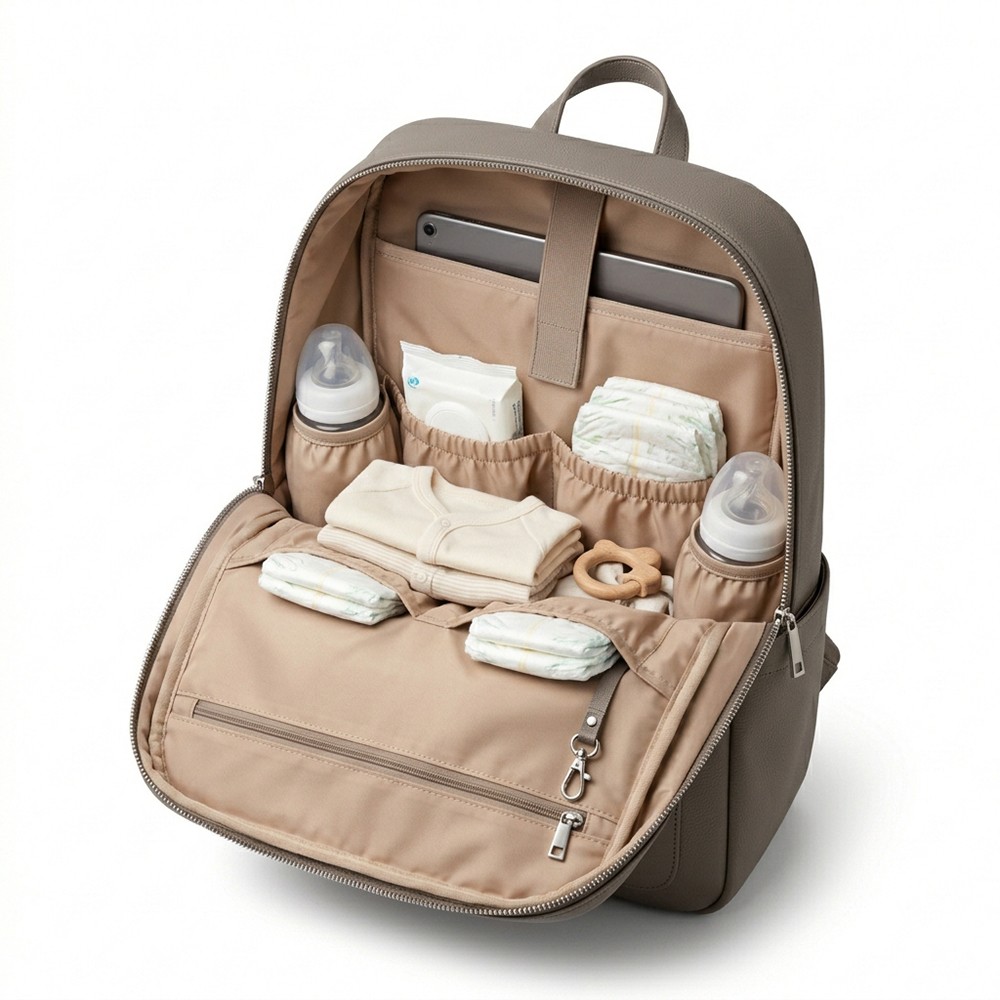 Leather Diaper Backpack PU Waterproof Travel Parents Wholesale