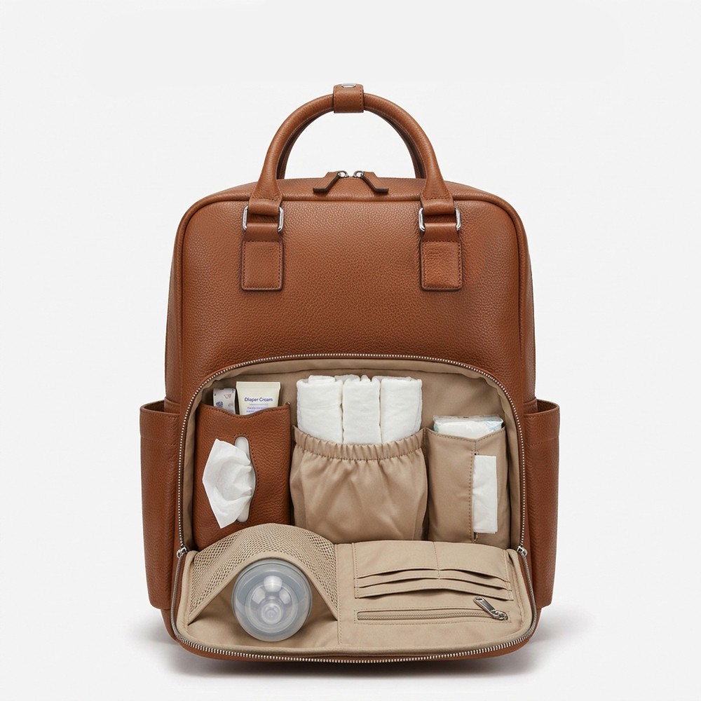 Leather Diaper Backpack PU Waterproof Travel Parents Wholesale